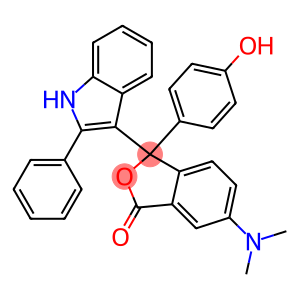 6-(Dimethylamino)-3-(4-hydroxyphenyl)-3-(2-phenyl-1H-indol-3-yl)isobenzofuran-1(3H)-one