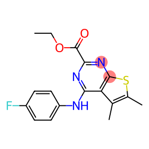 5,6-Dimethyl-4-(4-fluorophenylamino)thieno[2,3-d]pyrimidine-2-carboxylic acid ethyl ester