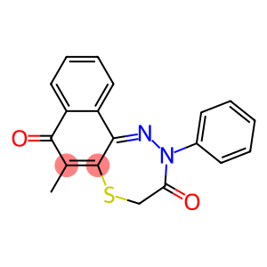 7,8-Dihydro-6-methyl-10-[phenyl]-7-thia-10,11-diaza-10H-cyclohepta[a]naphthalene-5,9-dione