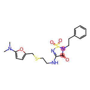 2,3-Dihydro-3-oxo-2-(2-phenylethyl)-4-[[2-[[5-(dimethylamino)furan-2-yl]methylthio]ethyl]amino]-1,2,5-thiadiazole 1,1-dioxide