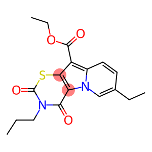 3,4-Dihydro-2,4-dioxo-3-propyl-7-ethyl-2H-1,3-thiazino[6,5-b]indolizine-10-carboxylic acid ethyl ester