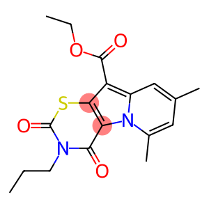 3,4-Dihydro-2,4-dioxo-3-propyl-6,8-dimethyl-2H-1,3-thiazino[6,5-b]indolizine-10-carboxylic acid ethyl ester