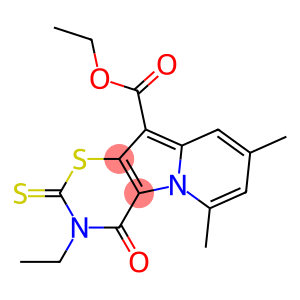 3,4-Dihydro-4-oxo-2-thioxo-3-ethyl-6,8-dimethyl-2H-1,3-thiazino[6,5-b]indolizine-10-carboxylic acid ethyl ester