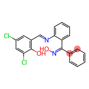 {2-[(3,5-dichloro-2-hydroxybenzylidene)amino]phenyl}(phenyl)methanone oxime