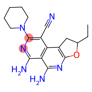 5,6-DIAMINO-2-ETHYL-8-PIPERIDIN-1-YL-1,2-DIHYDROFURO[2,3-C]-2,7-NAPHTHYRIDINE-9-CARBONITRILE