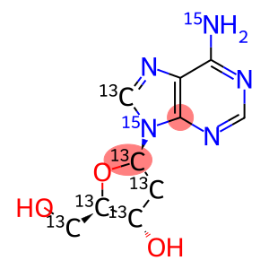 2'-DEOXYADENOSINE (8-13C; 6-AMINO, 9-15N2; DEOXYRIBOSE-13C5)