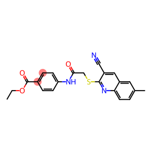 ethyl 4-({[(3-cyano-6-methyl-2-quinolinyl)sulfanyl]acetyl}amino)benzoate