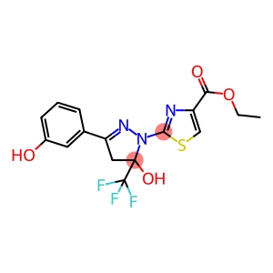 ETHYL 2-[5-HYDROXY-3-(3-HYDROXYPHENYL)-5-(TRIFLUOROMETHYL)-4,5-DIHYDRO-1H-PYRAZOL-1-YL]-1,3-THIAZOLE-4-CARBOXYLATE