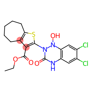 ethyl 2-(6,7-dichloro-1-hydroxy-3-oxo-3,4-dihydro-1,2,4-benzotriazin-2(1H)-yl)-5,6,7,8-tetrahydro-4H-cyclohepta[b]thiophene-3-carboxylate