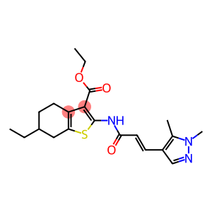 ethyl 2-{[3-(1,5-dimethyl-1H-pyrazol-4-yl)acryloyl]amino}-6-ethyl-4,5,6,7-tetrahydro-1-benzothiophene-3-carboxylate