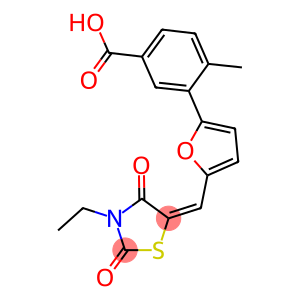 3-{5-[(3-ethyl-2,4-dioxo-1,3-thiazolidin-5-ylidene)methyl]-2-furyl}-4-methylbenzoic acid