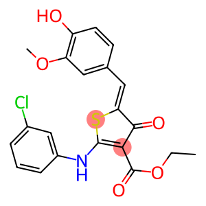 ETHYL (5Z)-2-[(3-CHLOROPHENYL)AMINO]-5-(4-HYDROXY-3-METHOXYBENZYLIDENE)-4-OXO-4,5-DIHYDROTHIOPHENE-3-CARBOXYLATE