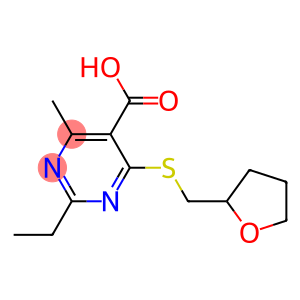 2-ethyl-4-methyl-6-[(tetrahydrofuran-2-ylmethyl)thio]pyrimidine-5-carboxylic acid