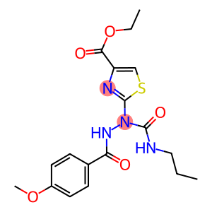 ETHYL 2-{2-(4-METHOXYBENZOYL)-1-[(PROPYLAMINO)CARBONYL]HYDRAZINO}-1,3-THIAZOLE-4-CARBOXYLATE