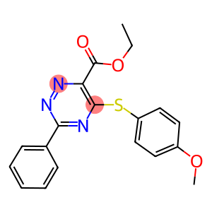 ETHYL 5-[(4-METHOXYPHENYL)SULFANYL]-3-PHENYL-1,2,4-TRIAZINE-6-CARBOXYLATE
