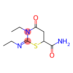 3-ethyl-2-(ethylimino)-4-oxo-1,3-thiazinane-6-carboxamide