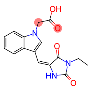 {3-[(1-ethyl-2,5-dioxo-4-imidazolidinylidene)methyl]-1H-indol-1-yl}acetic acid