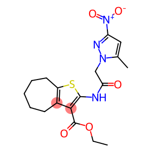 ethyl 2-[({3-nitro-5-methyl-1H-pyrazol-1-yl}acetyl)amino]-5,6,7,8-tetrahydro-4H-cyclohepta[b]thiophene-3-carboxylate