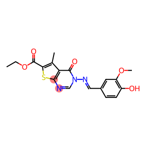 ethyl 3-[(4-hydroxy-3-methoxybenzylidene)amino]-5-methyl-4-oxo-3,4-dihydrothieno[2,3-d]pyrimidine-6-carboxylate