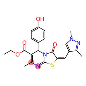 ethyl 2-[(1,3-dimethyl-1H-pyrazol-4-yl)methylene]-5-(4-hydroxyphenyl)-7-methyl-3-oxo-2,3-dihydro-5H-[1,3]thiazolo[3,2-a]pyrimidine-6-carboxylate