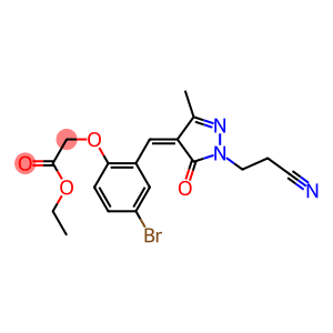ethyl (4-bromo-2-{[1-(2-cyanoethyl)-3-methyl-5-oxo-1,5-dihydro-4H-pyrazol-4-ylidene]methyl}phenoxy)acetate