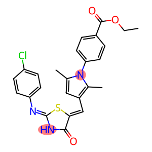 ethyl 4-[3-({2-[(4-chlorophenyl)imino]-4-oxo-1,3-thiazolidin-5-ylidene}methyl)-2,5-dimethyl-1H-pyrrol-1-yl]benzoate