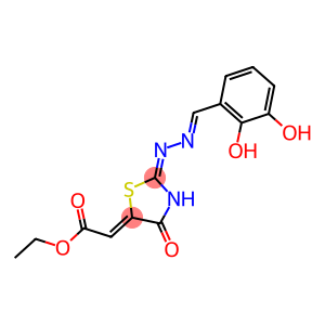 ETHYL (2Z)-{(2E)-2-[(2E)-(2,3-DIHYDROXYBENZYLIDENE)HYDRAZONO]-4-OXO-1,3-THIAZOLIDIN-5-YLIDENE}ACETATE