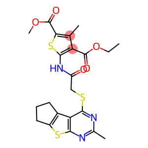 4-ethyl 2-methyl 3-methyl-5-({[(2-methyl-6,7-dihydro-5H-cyclopenta[4,5]thieno[2,3-d]pyrimidin-4-yl)sulfanyl]acetyl}amino)-2,4-thiophenedicarboxylate