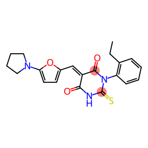 1-(2-ethylphenyl)-5-{[5-(1-pyrrolidinyl)-2-furyl]methylene}-2-thioxodihydro-4,6(1H,5H)-pyrimidinedione