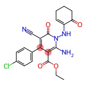 ethyl 2-amino-4-(4-chlorophenyl)-5-cyano-6-oxo-1-[(6-oxo-1-cyclohexenyl)amino]-1,6-dihydro-3-pyridinecarboxylate