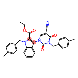 ethyl 3-[5-cyano-3-(4-methylbenzyl)-2,4-dioxo-3,4-dihydro-1(2H)-pyrimidinyl]-1-(4-methylbenzyl)-1H-indole-2-carboxylate