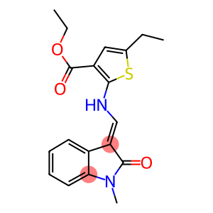 ETHYL 5-ETHYL-2-{[(E)-(1-METHYL-2-OXO-1,2-DIHYDRO-3H-INDOL-3-YLIDENE)METHYL]AMINO}THIOPHENE-3-CARBOXYLATE