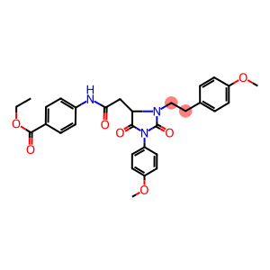 ETHYL 4-(2-(3-(4-METHOXYPHENETHYL)-1-(4-METHOXYPHENYL)-2,5-DIOXOIMIDAZOLIDIN-4-YL)ACETAMIDO)BENZOATE