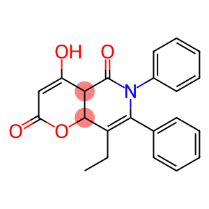 8-ethyl-4-hydroxy-6,7-diphenyl-4a,5,6,8a-tetrahydro-2H-pyrano[3,2-c]pyridine-2,5-dione