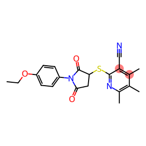 2-{[1-(4-ethoxyphenyl)-2,5-dioxo-3-pyrrolidinyl]sulfanyl}-4,5,6-trimethylnicotinonitrile