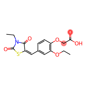 {2-ethoxy-4-[(3-ethyl-2,4-dioxo-1,3-thiazolidin-5-ylidene)methyl]phenoxy}acetic acid