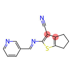 2-{[(E)-3-pyridinylmethylidene]amino}-5,6-dihydro-4H-cyclopenta[b]thiophene-3-carbonitrile