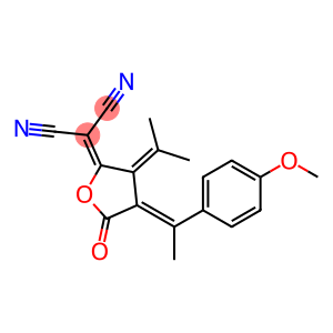 (E)-2-(4-(1-(4-METHOXYPHENYL)ETHYLIDENE)-5-OXO-3-(PROPAN-2-YLIDENE)DIHYDROFURAN-2(3H)-YLIDENE)MALONONITRILE