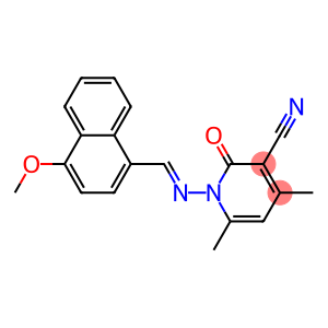 1-{[(E)-(4-methoxy-1-naphthyl)methylidene]amino}-4,6-dimethyl-2-oxo-1,2-dihydro-3-pyridinecarbonitrile