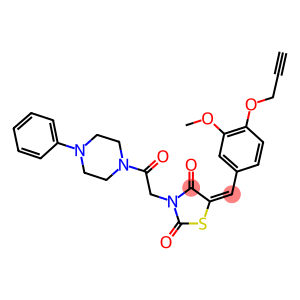 (E)-5-(3-METHOXY-4-(PROP-2-YNYLOXY)BENZYLIDENE)-3-(2-OXO-2-(4-PHENYLPIPERAZIN-1-YL)ETHYL)THIAZOLIDINE-2,4-DIONE