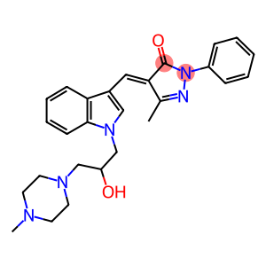 4-((E)-{1-[2-HYDROXY-3-(4-METHYL-1-PIPERAZINYL)PROPYL]-1H-INDOL-3-YL}METHYLIDENE)-5-METHYL-2-PHENYL-2,4-DIHYDRO-3H-PYRAZOL-3-ONE