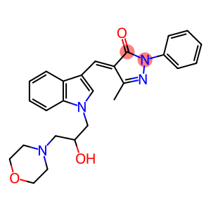 4-((E)-{1-[2-HYDROXY-3-(4-MORPHOLINYL)PROPYL]-1H-INDOL-3-YL}METHYLIDENE)-5-METHYL-2-PHENYL-2,4-DIHYDRO-3H-PYRAZOL-3-ONE