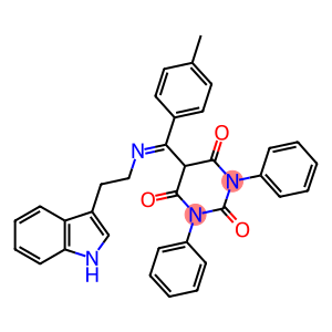 (E)-5-((2-(1H-INDOL-3-YL)ETHYLIMINO)(P-TOLYL)METHYL)-1,3-DIPHENYLPYRIMIDINE-2,4,6(1H,3H,5H)-TRIONE