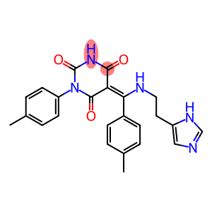 5-[(E)-{[2-(1H-IMIDAZOL-5-YL)ETHYL]AMINO}(4-METHYLPHENYL)METHYLIDENE]-1-(4-METHYLPHENYL)-2,4,6(1H,3H,5H)-PYRIMIDINETRIONE