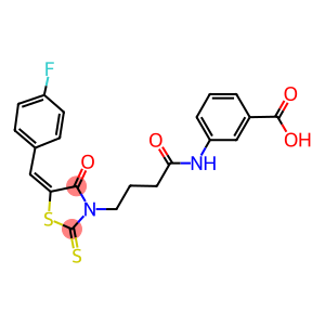3-((4-[(5E)-5-(4-FLUOROBENZYLIDENE)-4-OXO-2-THIOXO-1,3-THIAZOLIDIN-3-YL]BUTANOYL)AMINO)BENZOIC ACID