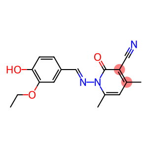 1-{[(E)-(3-ethoxy-4-hydroxyphenyl)methylidene]amino}-4,6-dimethyl-2-oxo-1,2-dihydro-3-pyridinecarbonitrile