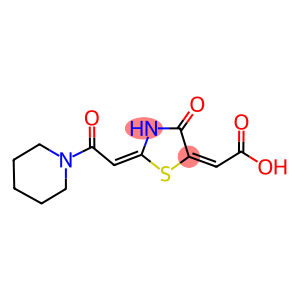 (2E)-[(2E)-4-OXO-2-(2-OXO-2-PIPERIDIN-1-YLETHYLIDENE)-1,3-THIAZOLIDIN-5-YLIDENE]ACETIC ACID