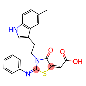 (2E)-[(2E)-3-[2-(5-METHYL-1H-INDOL-3-YL)ETHYL]-4-OXO-2-(PHENYLIMINO)-1,3-THIAZOLIDIN-5-YLIDENE]ACETIC ACID