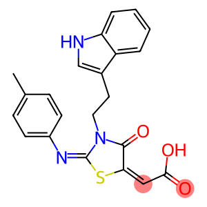 (2E)-{(2E)-3-[2-(1H-INDOL-3-YL)ETHYL]-2-[(4-METHYLPHENYL)IMINO]-4-OXO-1,3-THIAZOLIDIN-5-YLIDENE}ACETIC ACID