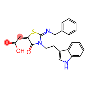 (2E)-{(2E)-2-(BENZYLIMINO)-3-[2-(1H-INDOL-3-YL)ETHYL]-4-OXO-1,3-THIAZOLIDIN-5-YLIDENE}ACETIC ACID